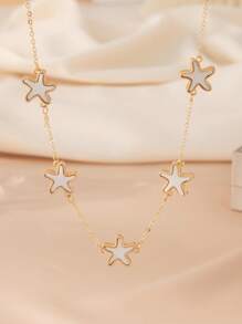 1pc Elegant Classic Starfish Necklace, Women's High-End Gold Color Necklace Suitable For Daily Wear - Multicolor - View 13