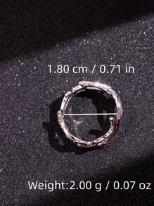 1 pieza Anillo abierto ajustable de espinas vintage punk de plata para hombre, joyería