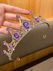 1pc Fashionable Crown Headband, Suitable For Performance And Birthday Use - Multicolor - View 3