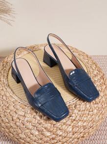 Women's Summer New French Square Toe Casual Thick Heel Slingback Sandals