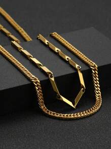 2 件装男士黑色项链不锈钢风格链条简约朋克哥特 60 厘米适合新年礼物日常佩戴送给男朋友的礼物 - 2pcs項鍊(沒有盒子) - 查看 11