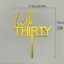 1pc/3pcs/5pcs Golden Acrylic Number Hello 30 40 50 60 Birthday Cake Topper,For Birthday Anniversary Party Cake Dessert Decoration Supplies
