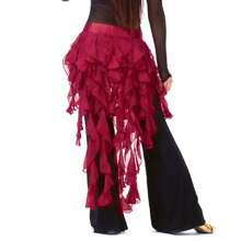 XChangeFun Belly Dance Hip Scarf Egypt Style Belt Skirt Latin Dance Tassel Wave Skirt For Outfit - 酒紅色 - 查看 1