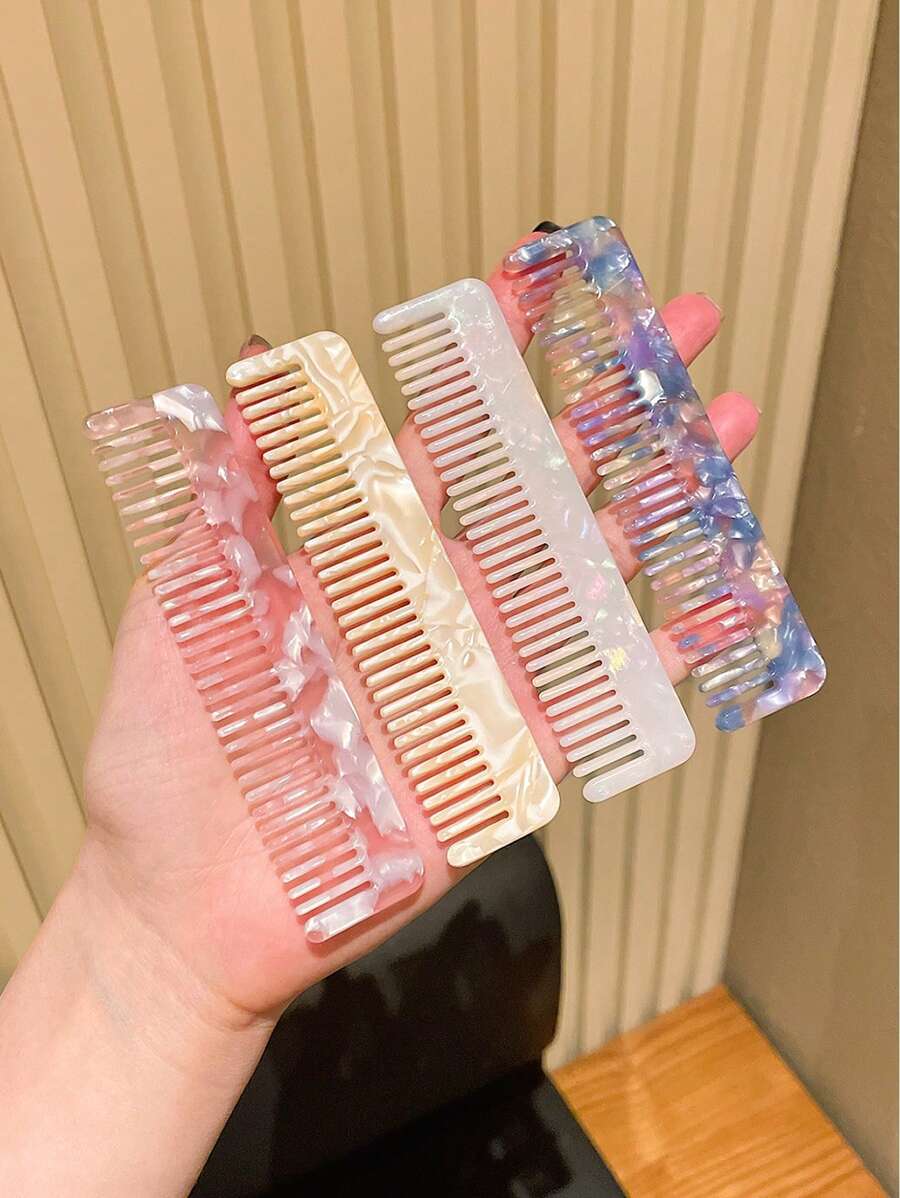 1 pieza Accesorio para el cabello, versátil y sencillo, varios colores, peine mediano, fácil de llevar y colocar en el bolso, para damas - Multicolor - Ver 1
