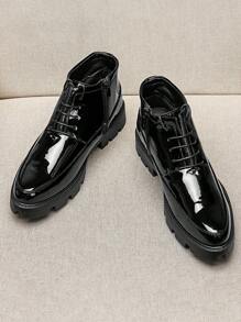 2025 Spring New Chelsea Boots Ankle Boots British Pointed Toe High-Top Leather Shoes For Men, Hairstylist - Black - View 9