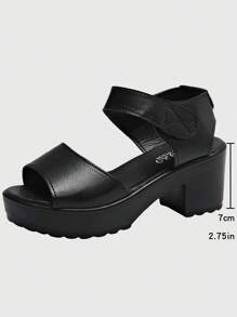 2025 Summer Women High Heel Sandals, Chunky Heel Sandals, Ladies Peep Toe Sandals, Waterproof Platform Thick Bottom Sandals, New Style Peep-Toe Shoes, Fashion Casual Lightweight Shoes, Black High Heel Sandals, Black Sandals, Thick Bottom High Heel Shoes, Black Shoes
