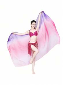 1pc Belly Dance Scarf Chiffon Veil Gradual Dance Scarves Bellydance Hand Thrown Shawls Oriental Dance Performance Props - Multicolor - View 25
