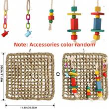 Parrot Climbing Net Woven Grass Net Chew Grind Teething Interactive Toy For Small & Medium Parrots, Parrot Cage Decor