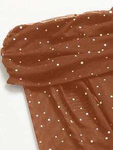 Ladies' Casual Off Shoulder Long Dress With Unique Design, Comfortable & Suitable For Outdoor, Commute, Daily Wear - Coffee Brown - View 5