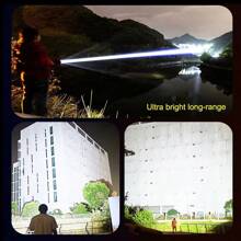 1 pieza Linterna LED recargable de alta potencia, linterna LED muy potente con batería incorporada, antorcha para pesca, caza, campamento