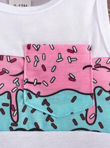 3-teiliges Set Mode Baby Jungen grafischer Muster Top, Shorts und Mütze Outfit, Sommer