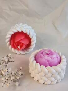 1 件装绳子设计蜡烛杯底座硅胶模具 DIY 石膏混凝土模具绳结形状烛台装饰饰品树脂模具工艺品 - 白色 - 查看 10