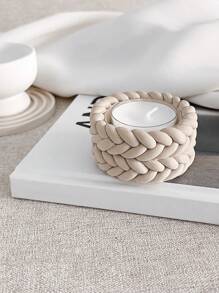 1 件装绳子设计蜡烛杯底座硅胶模具 DIY 石膏混凝土模具绳结形状烛台装饰饰品树脂模具工艺品 - 白色 - 查看 7