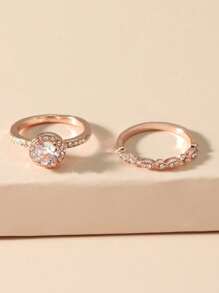 1pc Fashionable Rhinestone Decorative Ring - Rose Gold - View 4