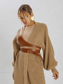 Cinturón de mujer de moda casual de piel sintética, diseño minimalista de un solo hombro en color marrón, adecuado como accesorio para atuendos de negocios y casuales, estilo "Ins"