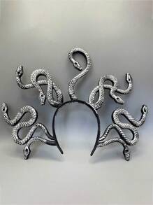 经典蛇女美杜莎头饰，万圣节角色扮演拍照道具，三种颜色可选，舞台配饰，派对装扮道具