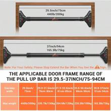 Sportneer Pull Up Bar: Strength Training Chin Up Bar Without Screws - Adjustable 29.5''-37'' Width Locking Mechanism Pull-Up Bar For Doorway - Max Load 440lbs For Home Gym Upper Body Workout, Non-Slip - 引體向上桿 - 查看 4