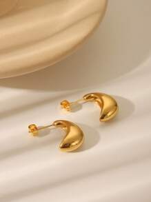 1 对不锈钢镀金简约几何珠水滴耳钉，女士女孩日常、节日、婚礼、派对、生日、节日装饰或礼物 - 金色 - 查看 10