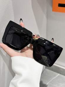 1 Pair Square Full Frame Fashion Sunglasses, Suitable For Sports, Fishing, Vacation, Travel, Driving, Street, Beach, UV Protection, Exercise, Outdoor Activities, Golf, Driving, Holiday Outfit, Outdoor Outfit, Hiking, Street Fashion Accessories, Party, Sun Protection Fashionable Shade Elegant Outfit Family Outings Travel Vacation Holiday For Summer Beach Vacation,Outdoor,Travel - 彩色 - 查看 3