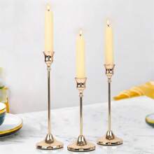 3 stuks/set gouden kaarsenhouders, vintage messing metalen taps toelopende kaarsenhouders, moderne hoge pilaar kaarsenstandaard, decoratieve kaarsenhouders voor tafeldecoratie, bruiloftsfeest