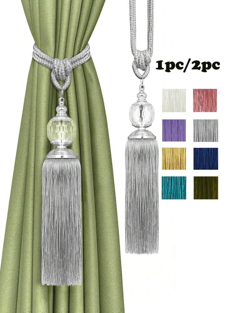 1pc/2pcs Luxury Crystal Pendant Tassel Tie Backs, Multi-Color Options, Suitable For Curtain Fixation And Decoration Gifts Birthday Graduation - Crystal Pendant - View 1