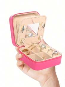 1pc Jewelry Organizer Box, Detachable Compartments Jewelry Storage Box, Ins Style Zipper Jewelry Display Tray, Suitable For Rings, Earrings, Necklaces, Lipsticks
