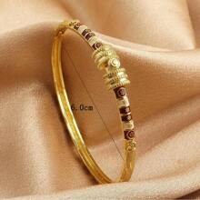 1pc Copper Minimalist Luxury Elegant Cuff Bracelet, Women Gift - Multicolor - View 11
