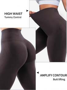 Amplify Scrunch Butt Lifting Leggings For Women Seamless Gym Workout Leggings High Waist Tummy Control Yoga Pants - Tin Ash - View 6