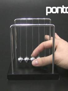 Pendulo De Newton Escritório Sala Enfeite Mesa Decoração Cor Preto - Multicolorido - Visão 4