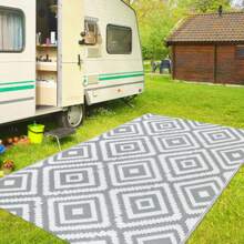Outdoor Patio Rugs Waterproof Large Plastic Straw Rugs Reversible Portable Picnic Blanket Easy Cleanning Camping Mat Outdoor Area Rug For Garden Balcony Deck - Gris - Ver 6