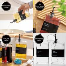 4 Pack 12oz/350ml Gold Olive Oil Dispenser Set - Heavy Duty Thickened Glass Bottles For Kitchen, Cooking Oil, Vinegar, Soy Sauce And Coffee Syrup, With Stainless Steel Automatic Pour Spout And 40 Label Funnel - 黑色 - 查看 2