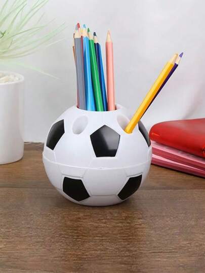1pc, Soccer Shape Tool Supplies Pen Pencil Holder Football Shape Toothbrush Holder Desktop Rack Table Home Decoration Student Gifts, Back To School, School Supplies, Pencil Case, Pencil Pouch, School Bag