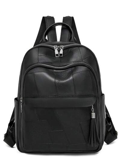 高品质柔软皮革复古女士背包，大容量旅行背包