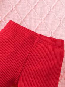 3Pcs Baby Girl Heart Print Romper Set Long Sleeve Triangle Bodysuit And Bell Bottom Pants With Bowknot Headband, Great For 0-1 Year Old Girls Spring Autumn