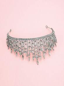 European Regal Palace Style Luxurious Bridal Crown, Queen Stage Performance Dress Accessories, Crown - Silver - View 3