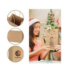 25pcs/10pcs/1 Pc Natural Cowhide Hand-Held Paper Bag With Handle, Loose Brown Paper Shopping, Wedding, Birthday, Party Gift Bag, Shopping Price, Retail Bag, Small Business Handmade Bag, Candy Bag, Snack Bag, Suitable For Goody Craft, Suitable For Thanksgiving, Easter, Christmas, Flower Shops, Shopping Malls. Valentine Day