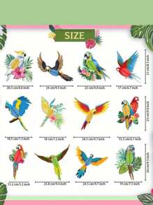 12pcs Tropical Parrot Honeycomb Hanging Decorations, Hawaii Theme Party Supplies - Multicolor - View 6