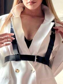 Women's Fashion Black PU Leather Corset Belt, Gothic Style Waist Trainer, Suitable For Daily Outfit, Fashion Statement Accessory, Steampunk Clothing Accessory