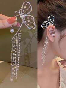 1pc Rhinestone Butterfly Decor Ear Wrap