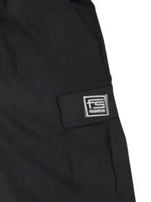 1pc Men's Outdoor Solid Color Pocket Drawstring Waist Cargo Shorts, Summer