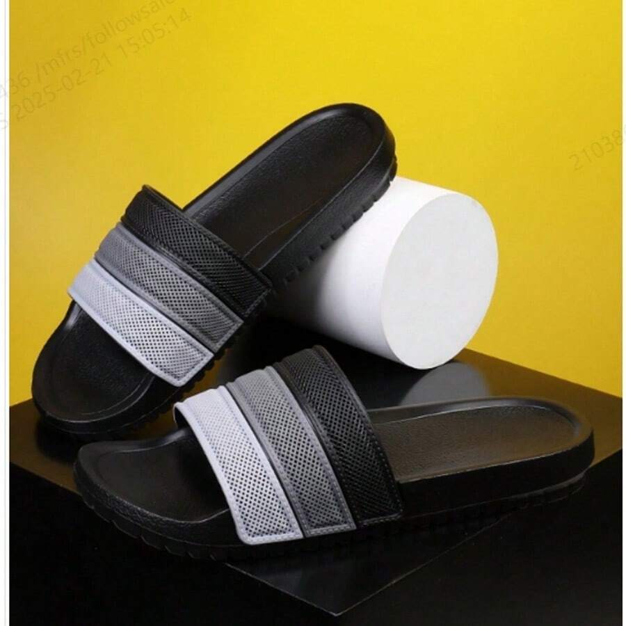 渐变色男士户外防滑舒适休闲拖鞋 - 灰色 - 查看 1