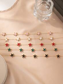 1pc Elegant Classic Starfish Necklace, Women's High-End Gold Color Necklace Suitable For Daily Wear - Multicolor - View 8