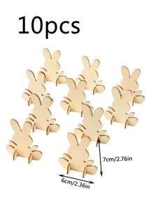 10 pièces Décoration de Pâques de lapin DIY, découpes de lapin 3D en bois brut debout pour ornement, artisanat pour la peinture DIY, décoration de table pour Pâques, cadeau d'anniversaire