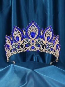 Tiaras de boda altas para novia, coronas de reina grandes con circonita cúbica de grado 5A, diadema de novia de princesa, gran corona de concurso para mujer, accesorio para el cabello con cristales plateados - Multicolor - Ver 17