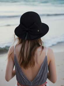 [Novidade 2025] Chapéu de Palha Feminino com Laço Exagerado | Chapéu de Praia com Aba Larga UPF 50+ Proteção Solar | Acessórios de Moda Primavera-Verão para Praia, Viagem, Férias, Atividades ao Ar Livre | Preto Clássico/Areia/Cáqui