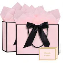 1/2/5 件装，多种尺寸，礼品袋，大号礼品袋，纸袋，纸质礼品袋，包装袋，分发袋，福袋（内含薄纸和贺卡），带提手礼品袋，派对回礼袋填充物，适用于伴娘、生日、开斋节、周年纪念日、婚礼派对、婚礼宾客回礼、情人节、单身派对等场合。 - 多色 - 查看 24