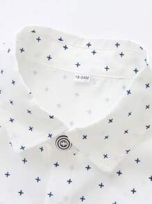 2pcs Young Boy Summer Short Sleeve Shirt And Suspender Shorts Sets, Gentleman Style - Pink - View 3