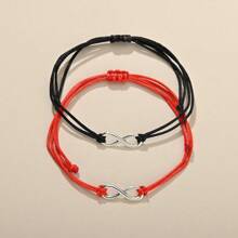 2pcs Woven Infinity Symbol Cord Bracelet, Vintage Couples Style - Multicolor - View 4
