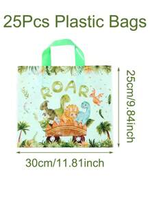 25/50pcs, Dinosaur Gift Bags, Birthday Party Favors Decoration Bags, Cartoon Animal Party Favors Wrapping Supplies, Dinosaur Birthday Gift Wrapping Candy Bags, Birthday Decorations