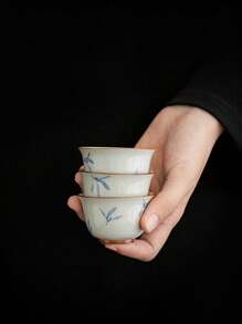 1件手绘蝴蝶兰陶瓷茶杯，家用功夫茶具，批发釉下彩茶碗，回到学校 - 彩色 - 查看 8